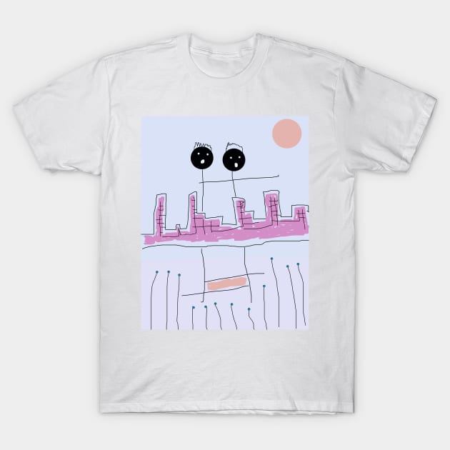 The Kids Taking in the City Stick Figure T-Shirt by Eigo Wild